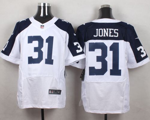Nike Cowboys #31 Byron Jones White Thanksgiving Throwback Men's Stitched NFL Elite Jersey - Click Image to Close